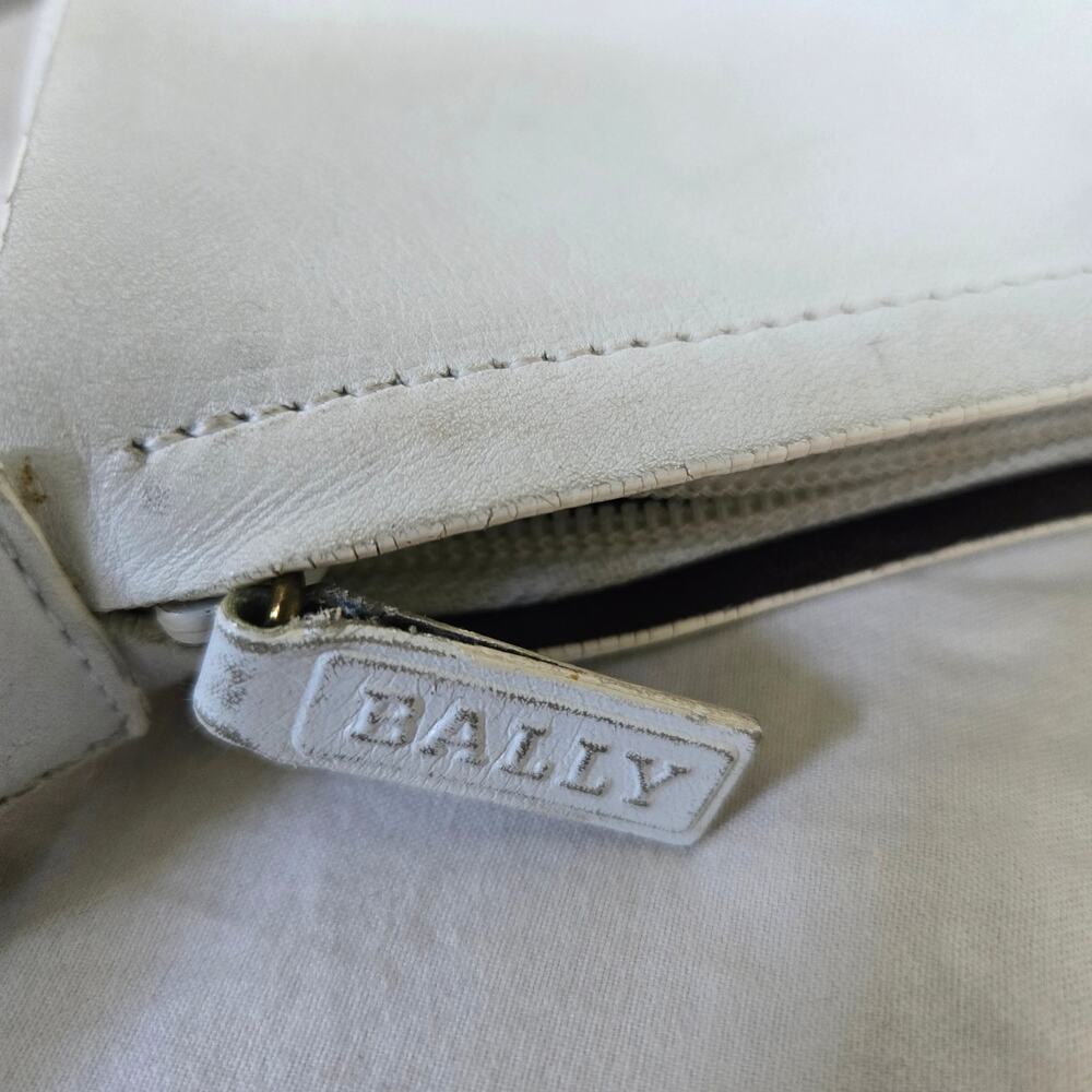 Vintage 90's Bally Bag White Leather Red Strap Shoulder Purse *READ* - Picture 8 of 16